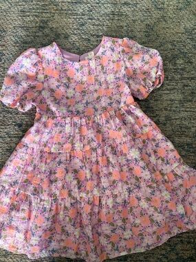 Cat & Jack Girls Pink Floral Tiered Dress